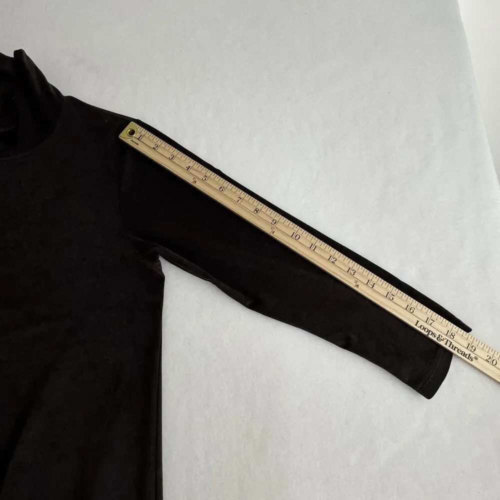James Perse Womens Velvet Mini Dress Sz 2 Coffee 3/4 Sleeve Grunge Phoebe Buffet